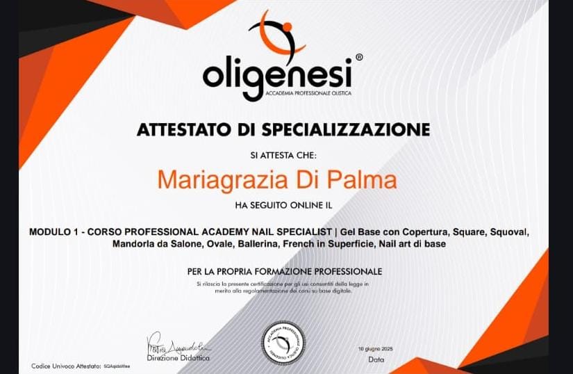 Certificato Formazione Modulo 1